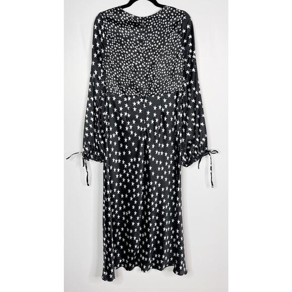 ASOS Maternity US 8 Black White Star Print Long Sleeve Maxi Dress Cinched VNeck - Picture 2 of 13